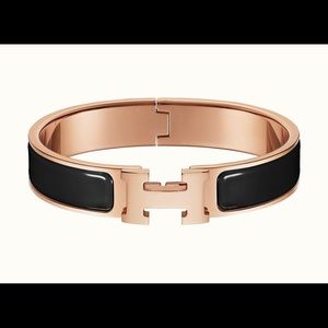 Hermès clic H bracelet rose gold with Noir enamel